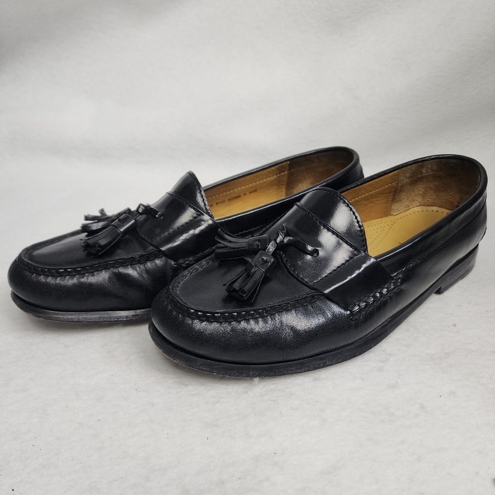 Cole Haan Pinch 03506 Men 8.5D Loafer Black Leather Tassel Moc Toe Slip On Shoes